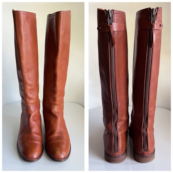 Madewell Sidney Chestnut Brown Knee High Back Zip Tall Riding Boots Size 8 - Picture 5 of 16